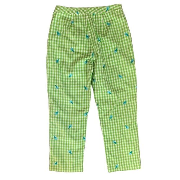 Vintage Preppy Lilly Pulitzer Green Checked Pants with Ice Cream Cones Size 0 - Picture 2 of 4